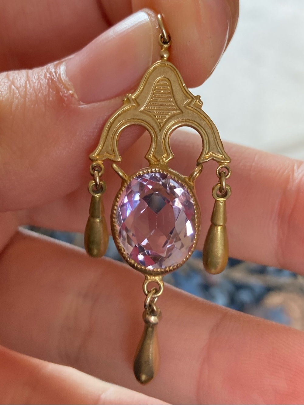 Antique Victorian Amethyst Gold-Filled Lavaliere Pendant